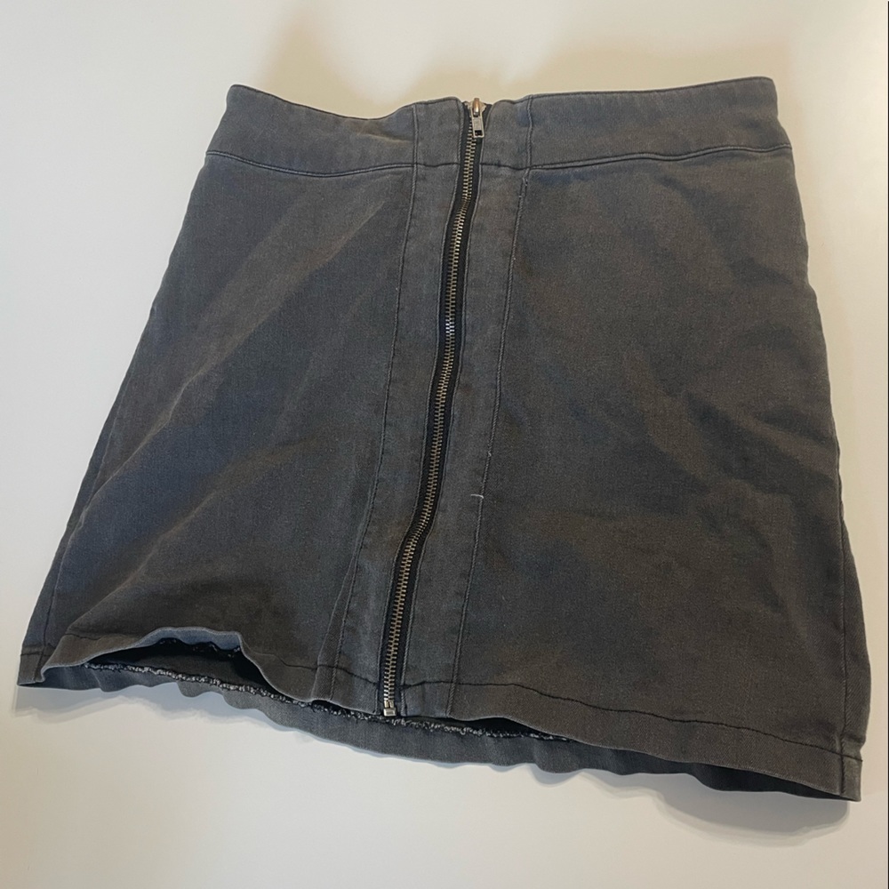 Angie Black Denim Zip Front Skirt